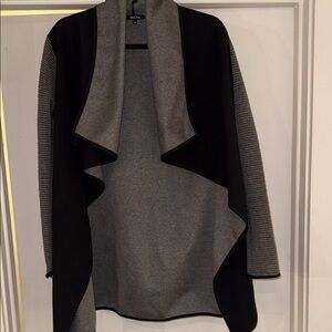 Black and Gray Open Front Cardigan